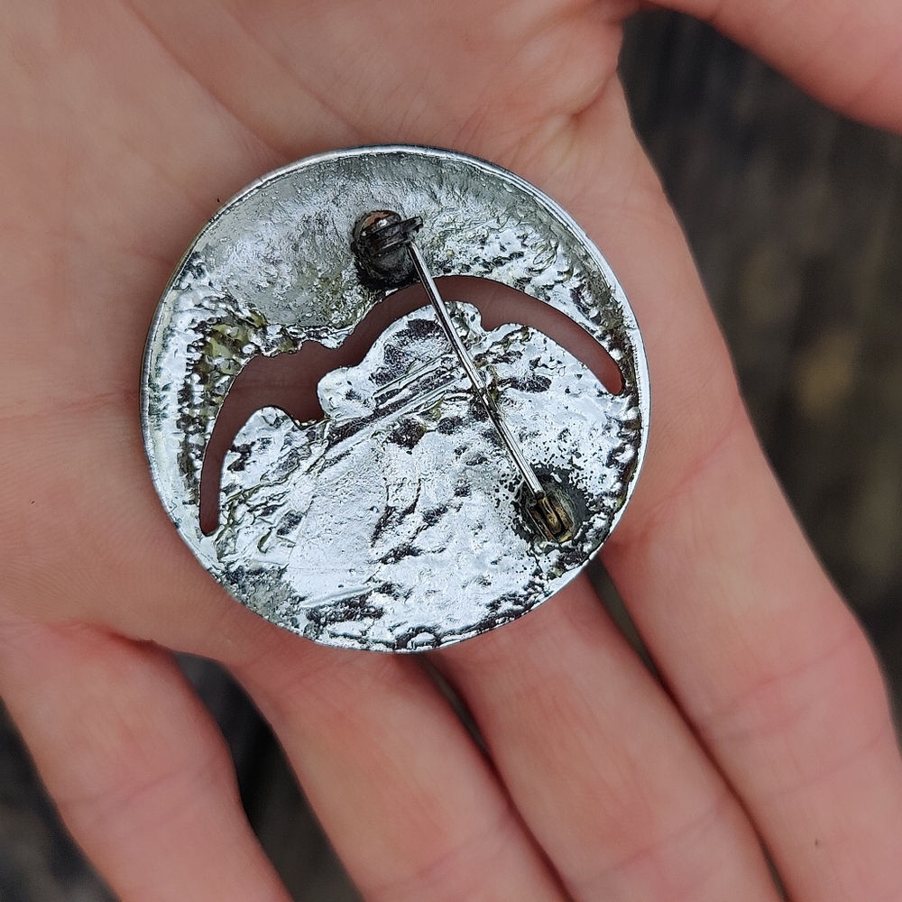 🌙 Vintage Celestial Moon And Stars Brooch - Picture 3 of 4